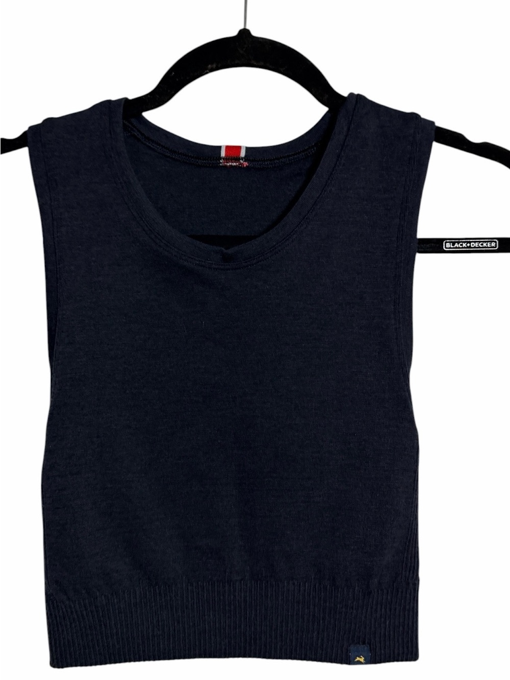 Tracksmith Navy Sleeveless Running Tank with Red-White Trim